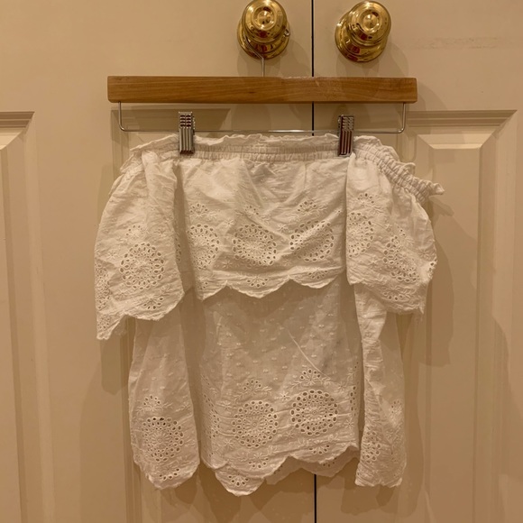 White eyelet off the shoulder top - Picture 2 of 4